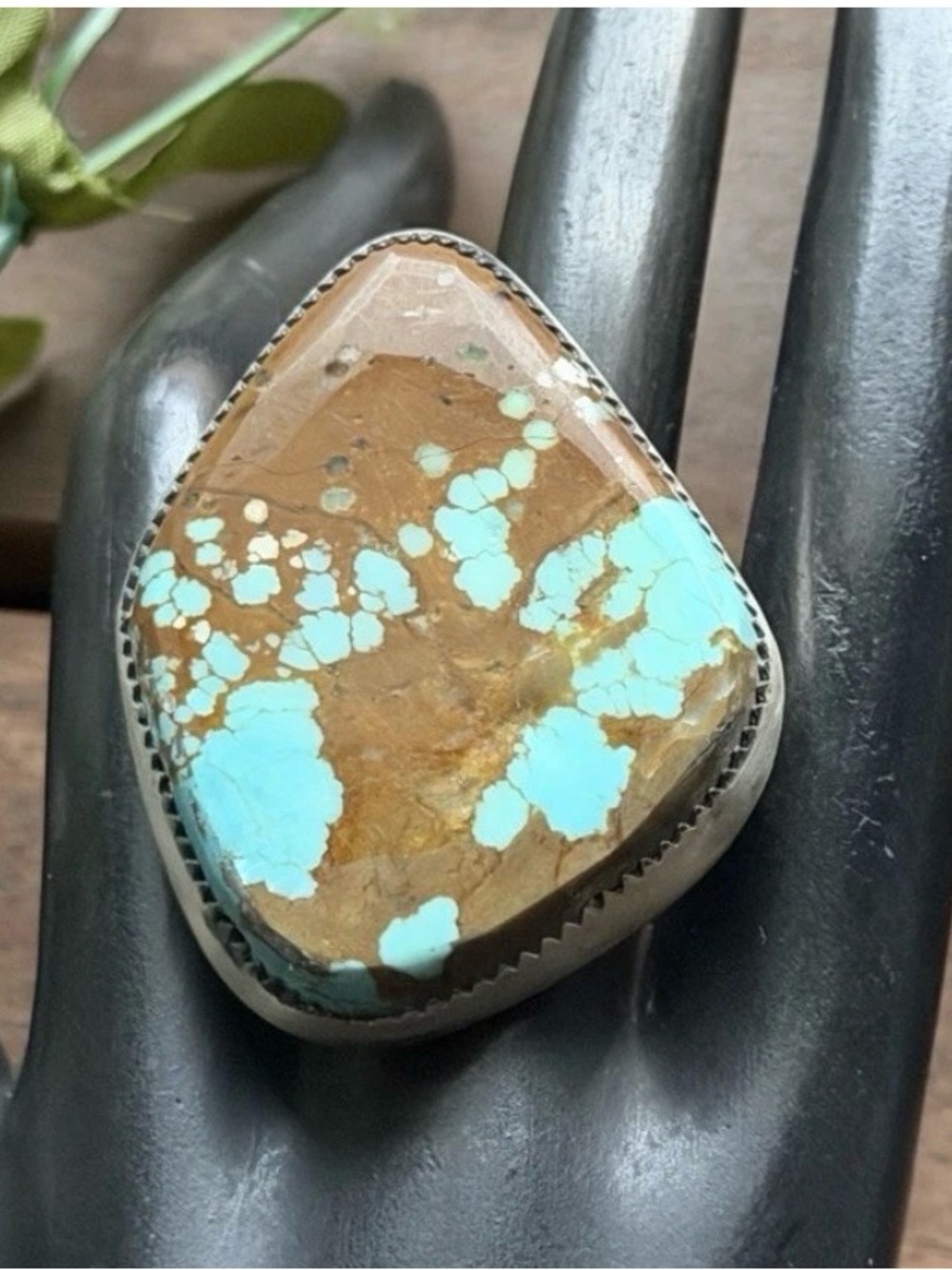 Navajo Native Sterling Silver Number 8 Turquoise Adjustable Ring Leslie Nez Gift